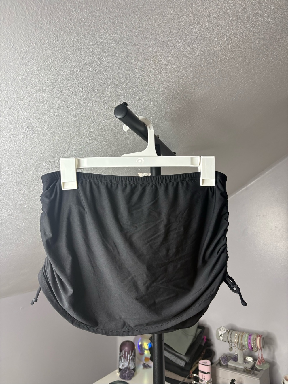 Black Swim Skirt Bikini Bottom - Women's Ruched Side Swimwear